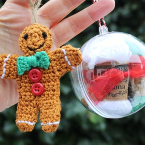 Mini Crochet Bauble Kit Gingerbread Tree Decoration, DIY Crochet Kit, Yarn & Crochet Pattern, Christmas Crochet, Crochet Stocking Filler image 3