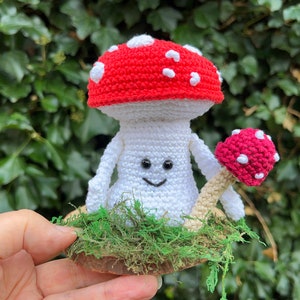 Mini Crochet Kit Mushroom Man, Crochet Kit, Yarn & Crochet Pattern, Crochet Mushroom, Amigurumi Mushroom, Crochet, Gift for Crocheter image 4