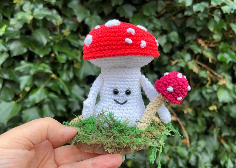 Mini Crochet Kit Mushroom Man, Crochet Kit, Yarn & Crochet Pattern, Crochet Mushroom, Amigurumi Mushroom, Crochet, Gift for Crocheter image 4