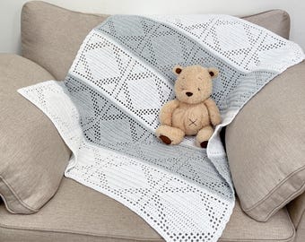 CROCHET PDF PATTERN: Diamond Daydream Baby Blanket | Baby Blanket Crochet Pattern, Filet Crochet Blanket Pattern, Filet Blanket, baby shower