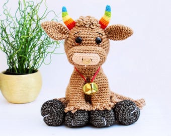 CROCHET PDF PATTERN: Olin the Ox | Amigurumi ox, crochet ox, Crochet cow, amigurumi cow, fun amigurumi, cute crochet, toy, chinese zodiac