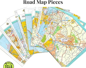 2007 US Road Maps Mixed Media, Journaling, Card Making Sheets (5.5in X 7.5in)