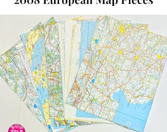 2008 Vintage European Maps Sheets Bundle for Art/Junk Journaling, Mixed & More