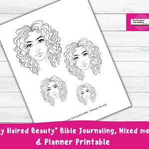 Bible Journaling Printable Curly Haired Beauty Mixed Media Art Journal Collage Fodder Face
