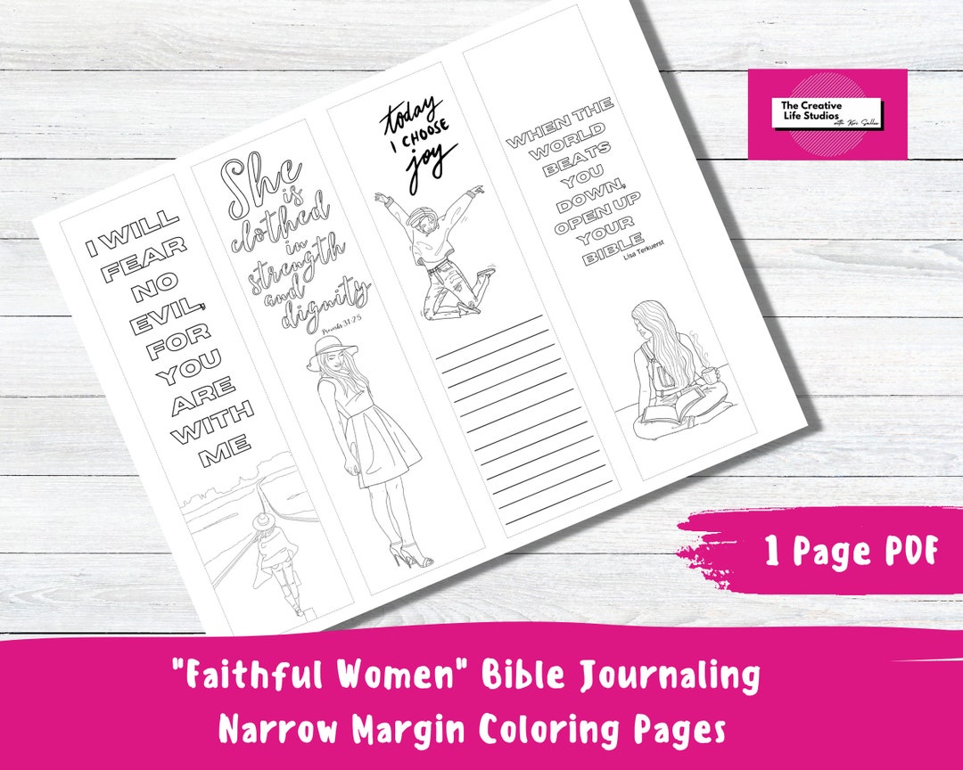 Bible Journaling Margin Printable Faithful Women DIY Color - Etsy
