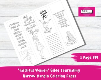 Bible Journaling Margin, Printable, Faithful Women,  DIY, Color Page Images, Art, , Christian Art, Sticker, Bible Study, Women of the Bible