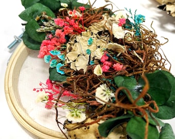 Boho Dried Floral 3-Piece Embroidery Hoop Wall Hanging Kit