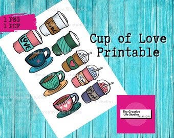 Cup of Love - Bible / Faith Art Printable - Bible Art - Mixed Media - Art Journaling - Collage