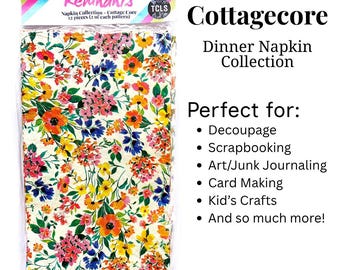 Cottage Core Dinner Napkins Collection for Journaling, Scrapbooking, Card-makinig and Decopouge