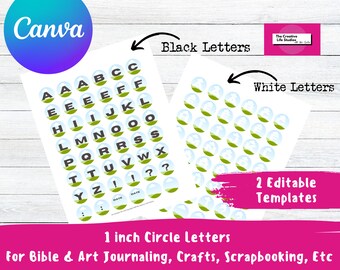 Canva Letter Stickers Template, DIY Scrapbooking (Digital Download)