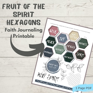 Fruit of the Spirit Hexagons - Bible Journaling,  Faith Journaling Printable, Mixed Media, Collage Art, Junk Journal, Hexagons