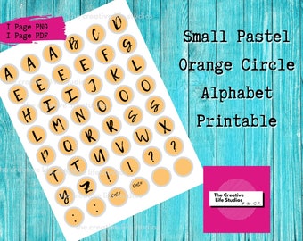 Pastel Orange Circle Alphabet Printable, Art Journaling (PDF & PNG)