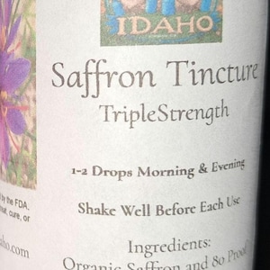Saffron Triple Strength Organic Tincture (Crocus Sativus) Most Potent 2 oz