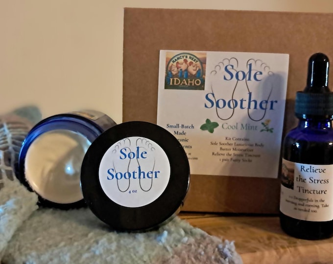 Sole Soothers Self-Care Foot Relax & Repair Moisturizing Body Butter with skid-free socks Gift box.