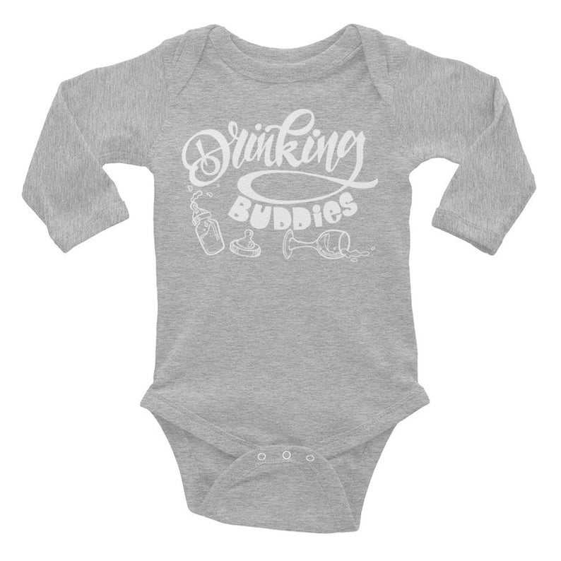 Hand Drawn Bodysuit Drinking Buddies Bodysuit Funny Bodysuit Gift for baby shower