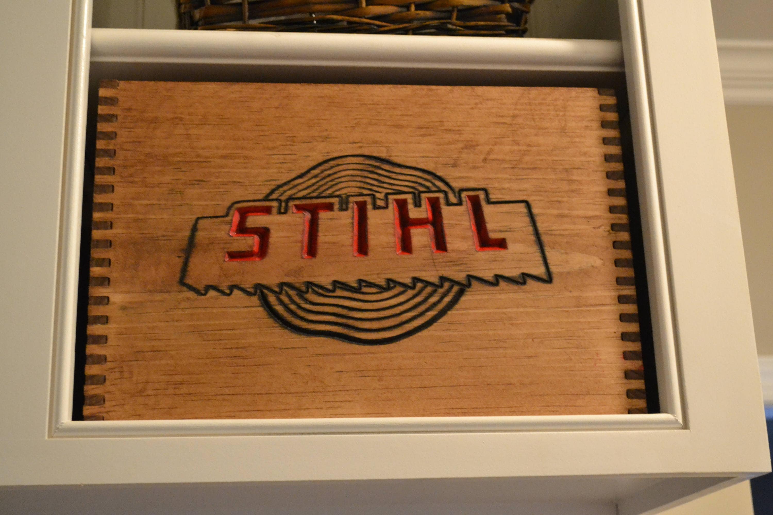 Vintage Stihl Chainsaw Parts Crate Replica for Mancave, Prop, Decor