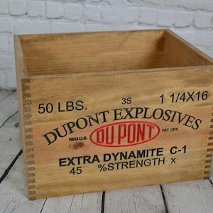 Vintage Dupont Dynamite Crate Replica - For Man-cave, Prop, Decor, Storage