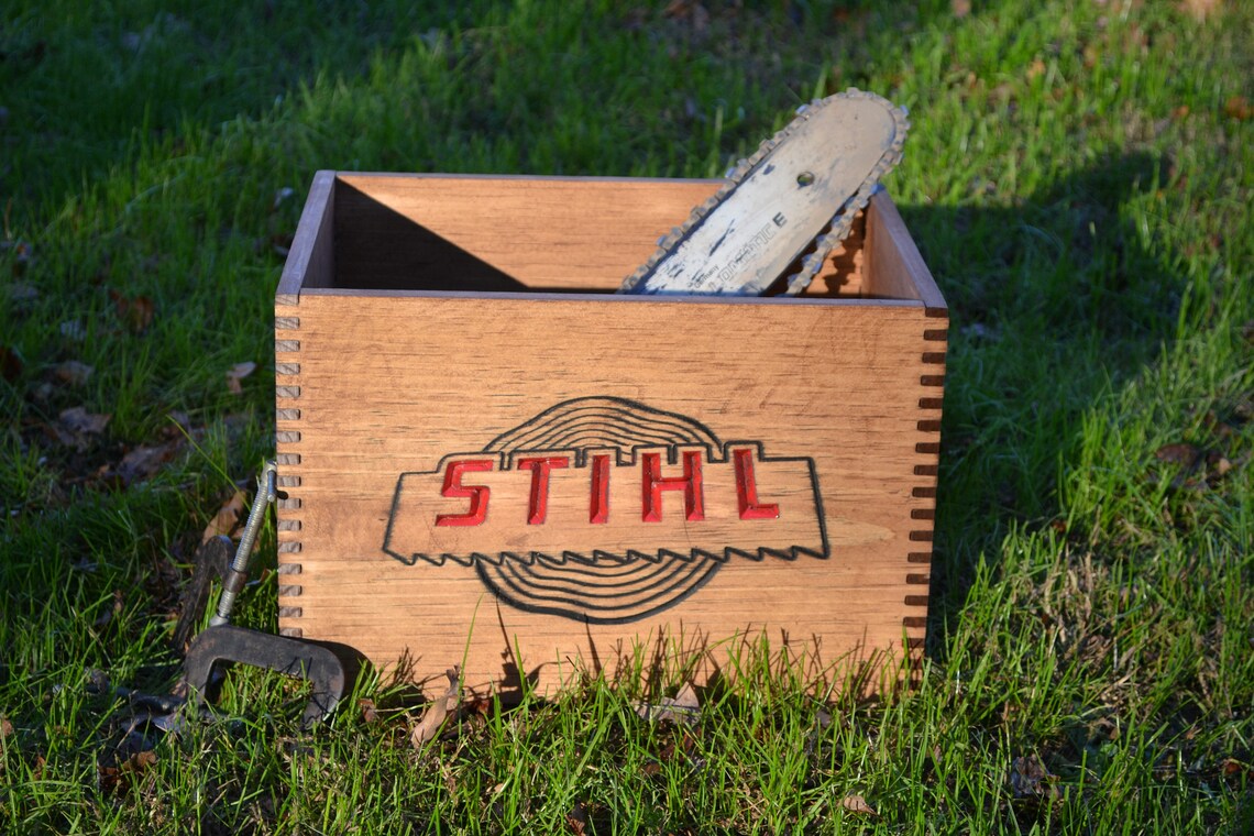 Vintage Stihl Chainsaw Parts Crate Replica for Mancave, Prop, Decor