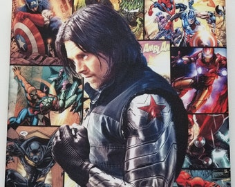 Bucky Winter Soldier and The Avengers 11 inch x 14 inch Canvas Superhero Wall Decor/Wall Art: Avengers, Endgame, Iron Man, Captain America