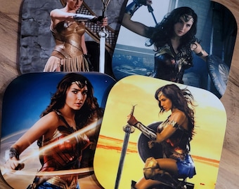 Female Superhero Coasters- Set of 4-Special Orders Welcome- Sandstone or Hardboard