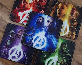 Movie Themed Coasters- Set of 5 -infinity stones -Special Orders Welcome- Sandstone or Polyleather