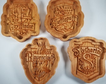 Small Wooden Catch-all Trays: Choose 1; Slytherin, Gryffindor, Ravenclaw, Hufflepuff; Mischief Managed