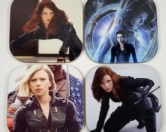 Black Widow Coasters- Set of 4 Sandstone or Hardboard -Superhero, Avenger