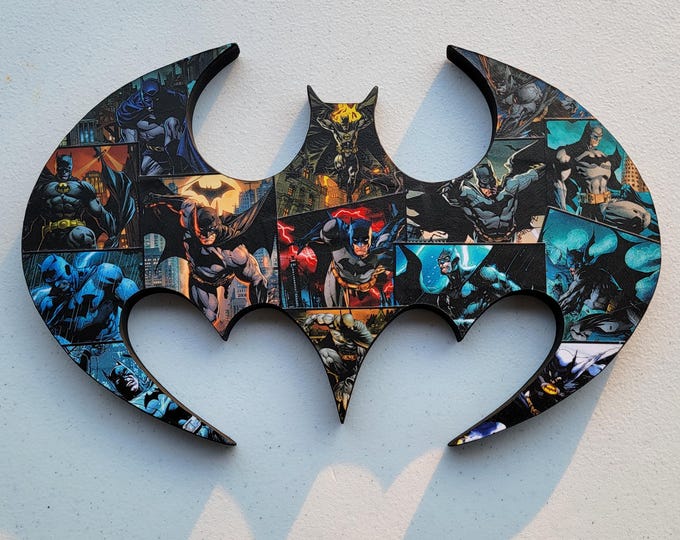 Bat and Joker Wooden Superhero Wall Decoration