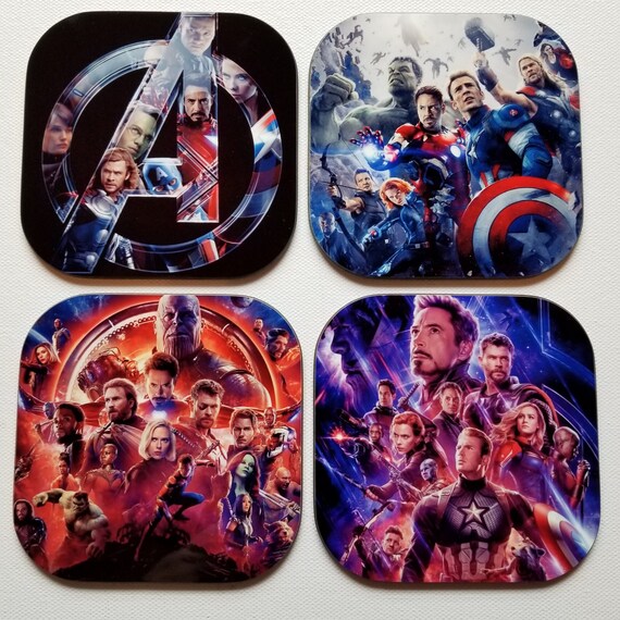 Avengers Coasters Set Of 4 Sandstone Or Hardboard Age Of Ultron Infinity War Endgame Marvel Superhero Captain America Iron Man