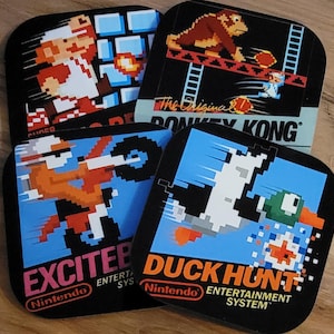 Classic Gamer Coasters- Mario, Kong Set of 4 -Special Orders Welcome- Sandstone or Hardboard