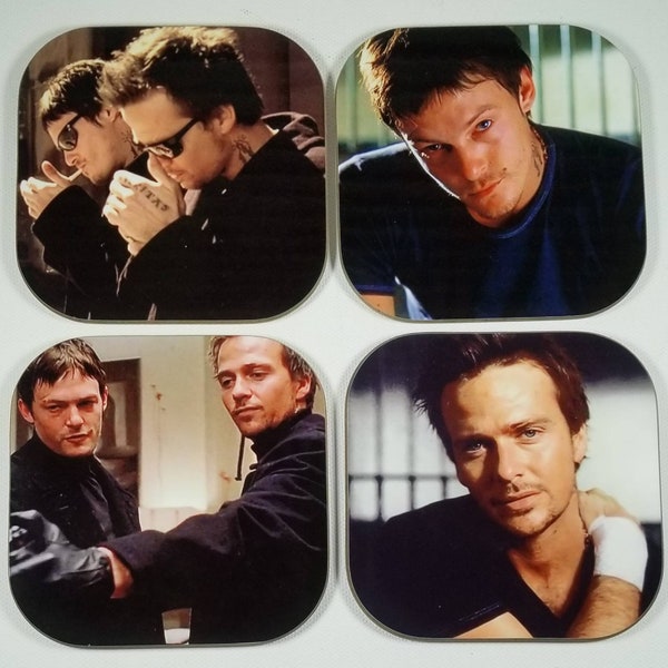 Boondock Saints Coasters- Set of 4- Sean Patrick Flanery, Norman Reedus - Special Orders Welcome- Sandstone or hardboard