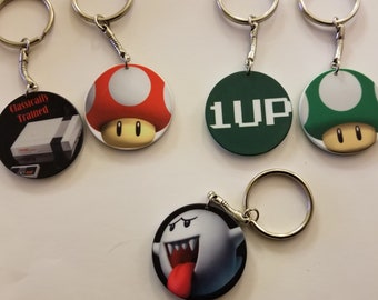 2 Sided 1.5 Inch Gamer Inspired Keychains: Classic Games