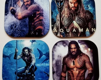 Superhero Movie Coasters - custom orders welcome- Set of 4 - Sandstone or Hardboard Materials