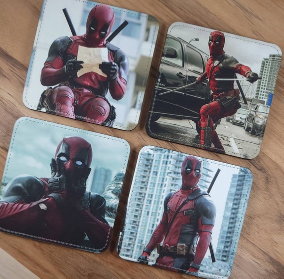Deadpool Coasters Set of 4 Marvel Ryan Reynolds Superhero Etsy