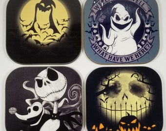 Jack / Nightmare themed Coasters- Set of 4- Special Orders Welcome- Sandstone or Polyleather