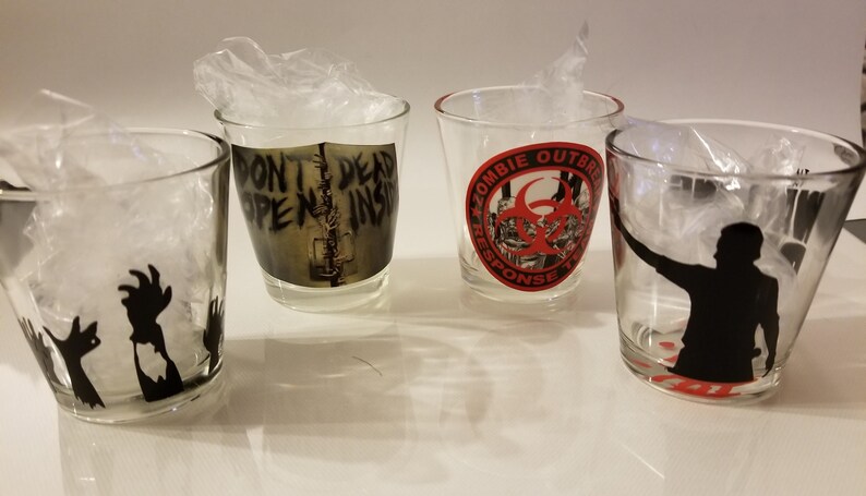 Walking Dead Shot Glasses- Choose one design Walkers Rick Grimes Zombies Special Order Welcome- Daryl Dixon