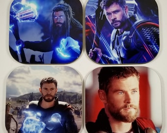 Superhero Coasters- Set of 4 Sandstone or Hardboard- Thor, Chris