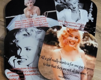 Marilyn Monroe Quote Coasters - Set of 4- Hardboard or Polyleather