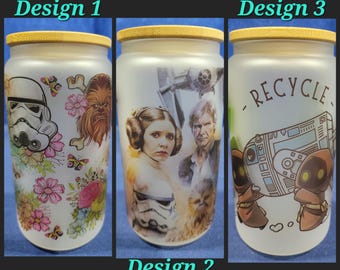 One 16 oz Can-styled Glass - 3 options- Reusable Libby Glass -Special Orders Welcome Star Wars