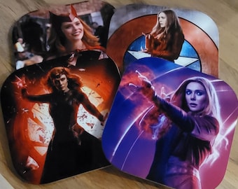 Scarlet Witch Wanda Coasters- Set of 4 Sandstone or Hardboard- superhero female superhero