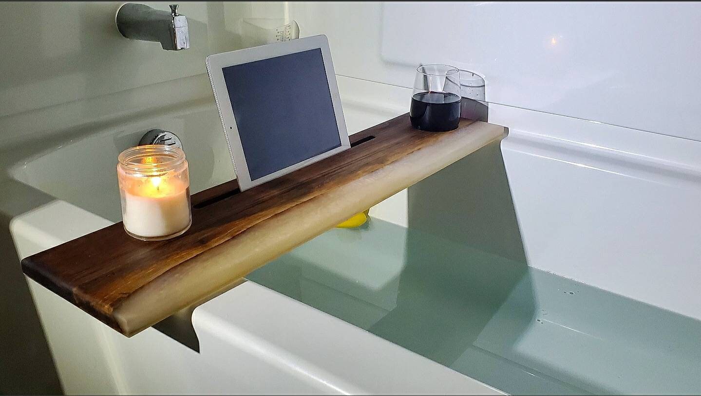 Live Edge and Epoxy Bathtub Caddy Etsy