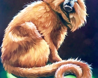 Golden lion tamarin print of original oil painting