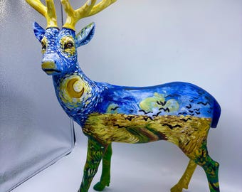 Van Gogh painted deer statue