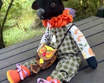 Handmade autumn goat doll