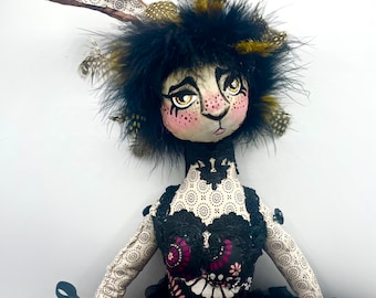 Goth sitting bunny girl doll