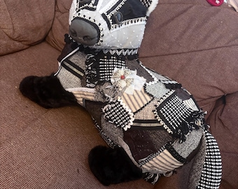 Large handmade plush scrappy badger