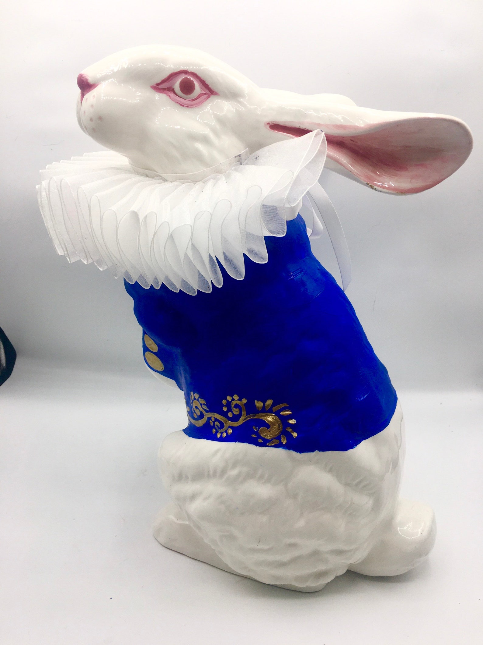 Painted ceramic white rabbit from Alice in Wonderland Etsy