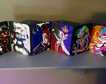 hand painted Helluva Boss themed folding wooden panels