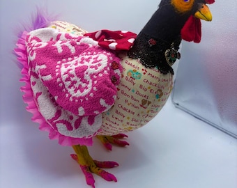 Handmade plush Valentine chicken