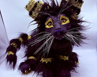 Plush Bastet art doll with sculpted face